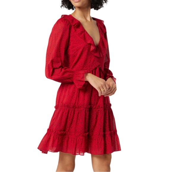 JOIE ADANSON 💯% Cotton MINI DRESS IN TRUE RED PLUM PERFECT, Size 6 - Picture 13 of 13